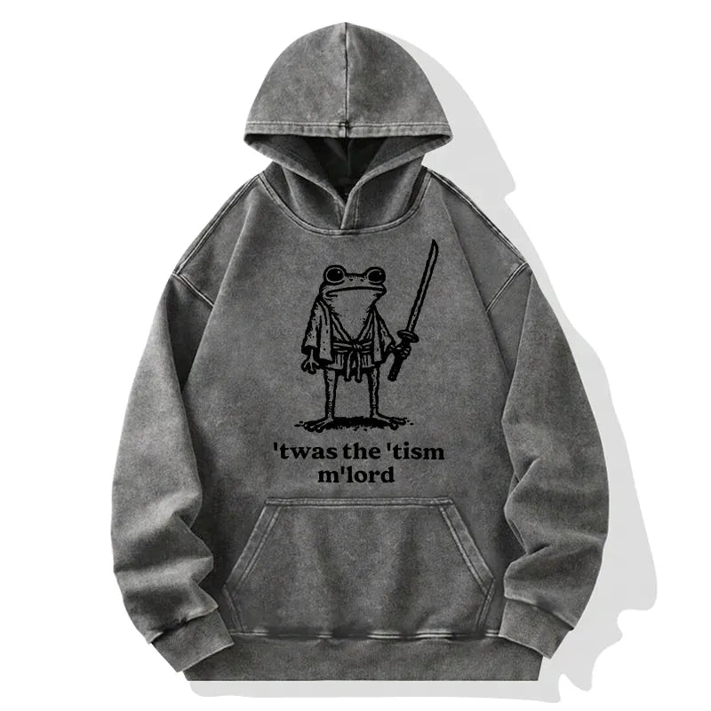 Kyoto-Lion Focused Samurai Frog Washed Hoodie