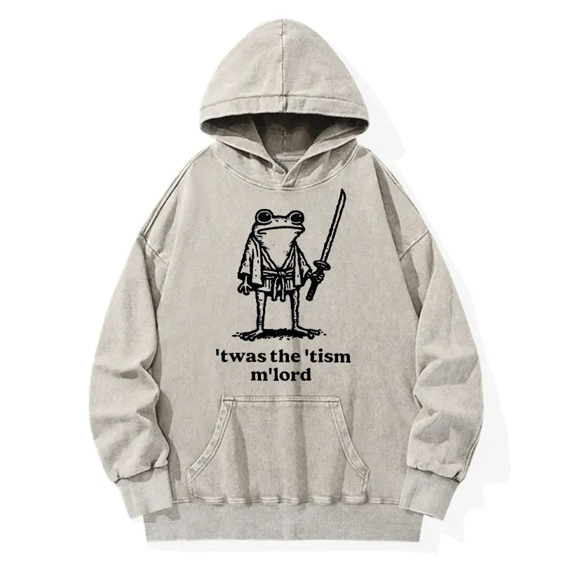 Kyoto-Lion Focused Samurai Frog Washed Hoodie