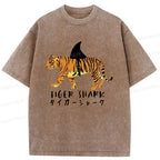 Washed Japanese Tiger Tee for Casual Wear