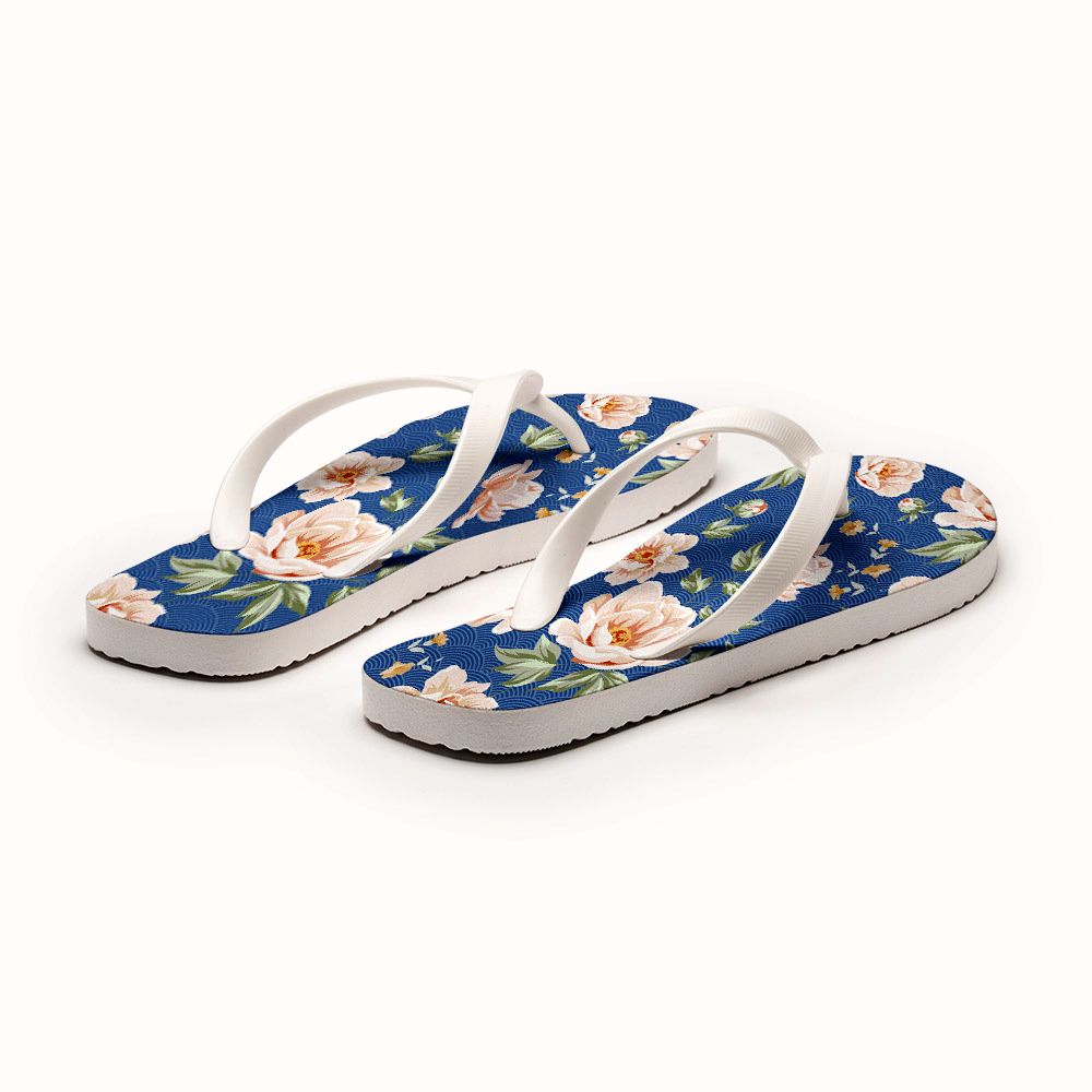 Kyoto-Lion Flowers In The Waves Flip Flops
