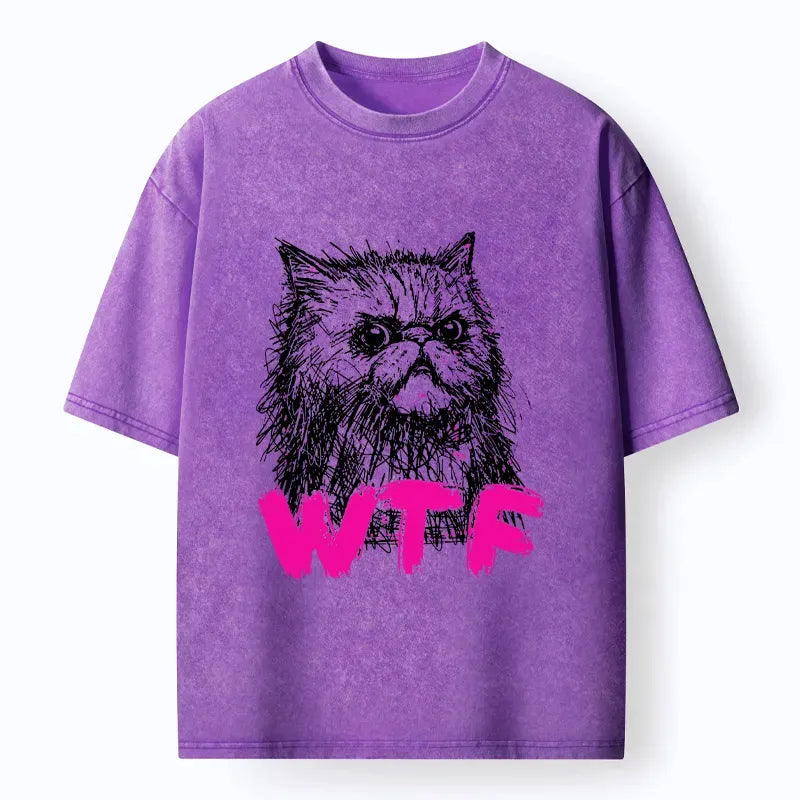 Kyoto-Lion Angry And Sloppy Cat Washed T-Shirt