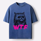 Japanese angry cat washed t-shirt