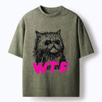 Kyoto-Lion Angry And Sloppy Cat Washed T-Shirt
