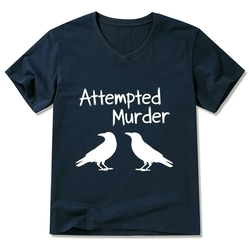 Kyoto-Lion Two Crows Attempted Murder Joke V-Neck Classic T-Shirt