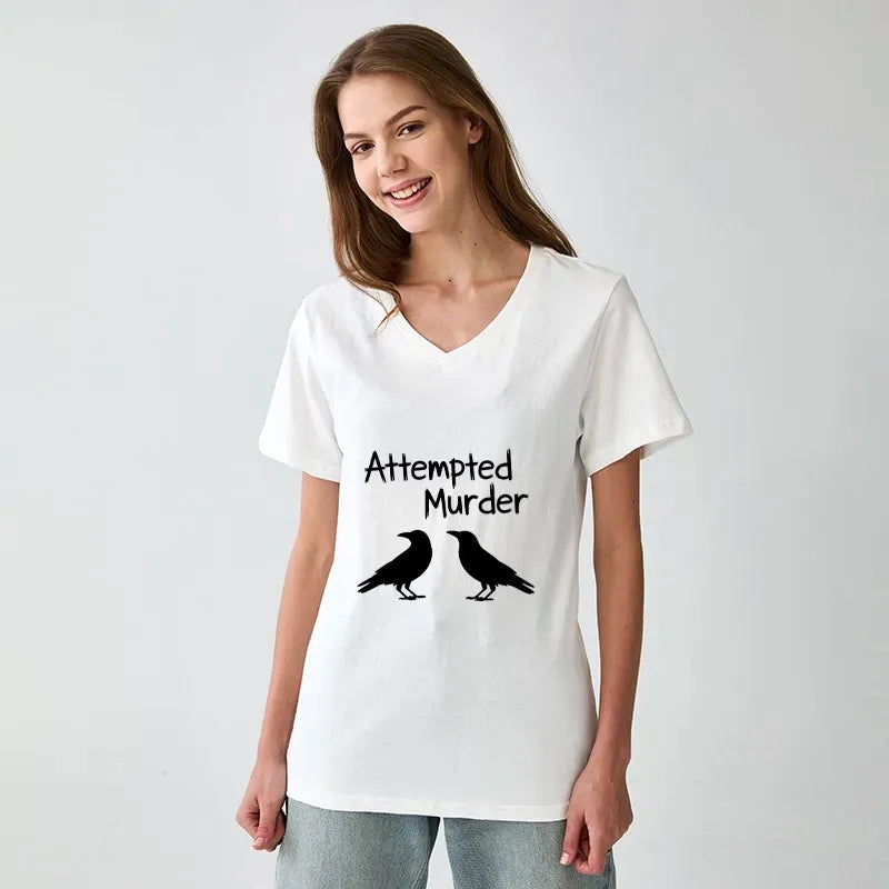 Kyoto-Lion Two Crows Attempted Murder Joke V-Neck Classic T-Shirt