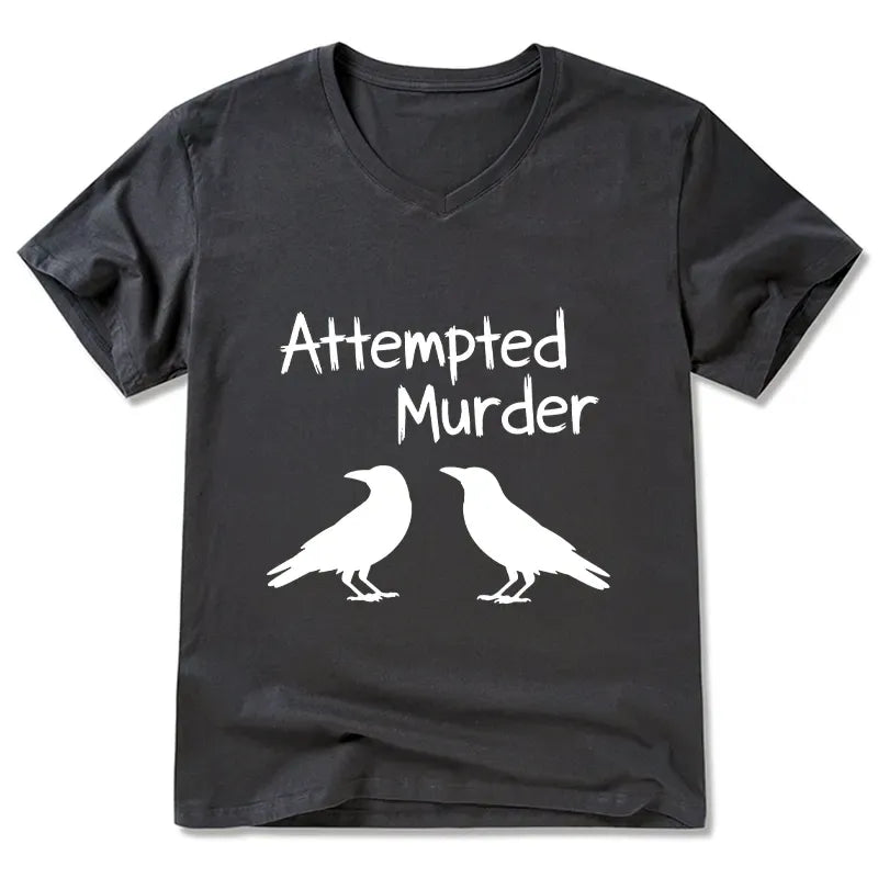 Kyoto-Lion Two Crows Attempted Murder Joke V-Neck Classic T-Shirt