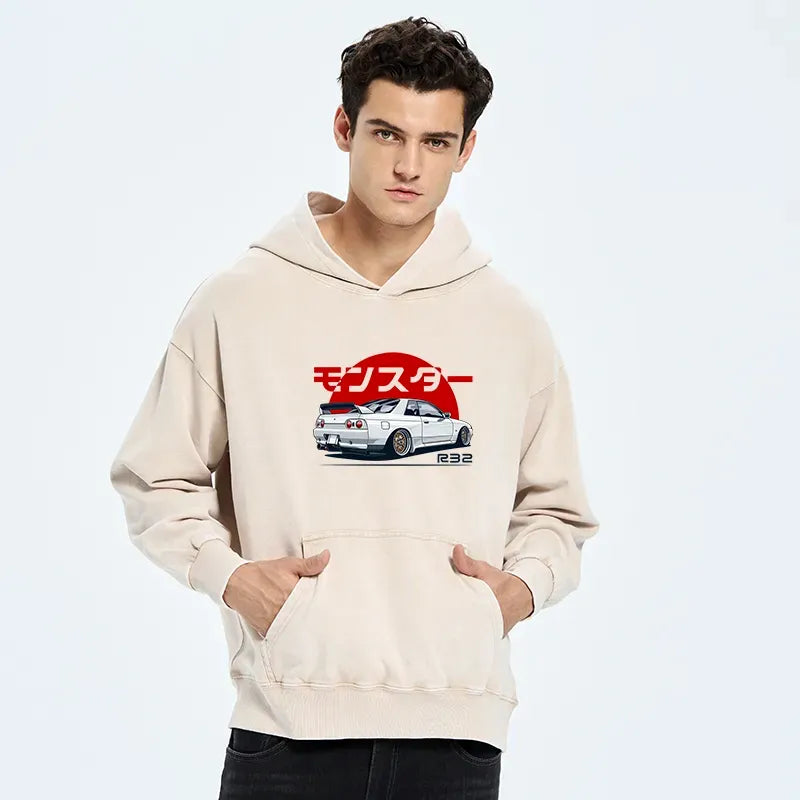 japanese monster skyline hoodie gift idea