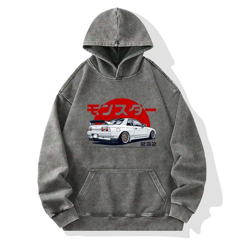 Kyoto-Lion Monster. Skyline R32 GTR Washed Hoodie
