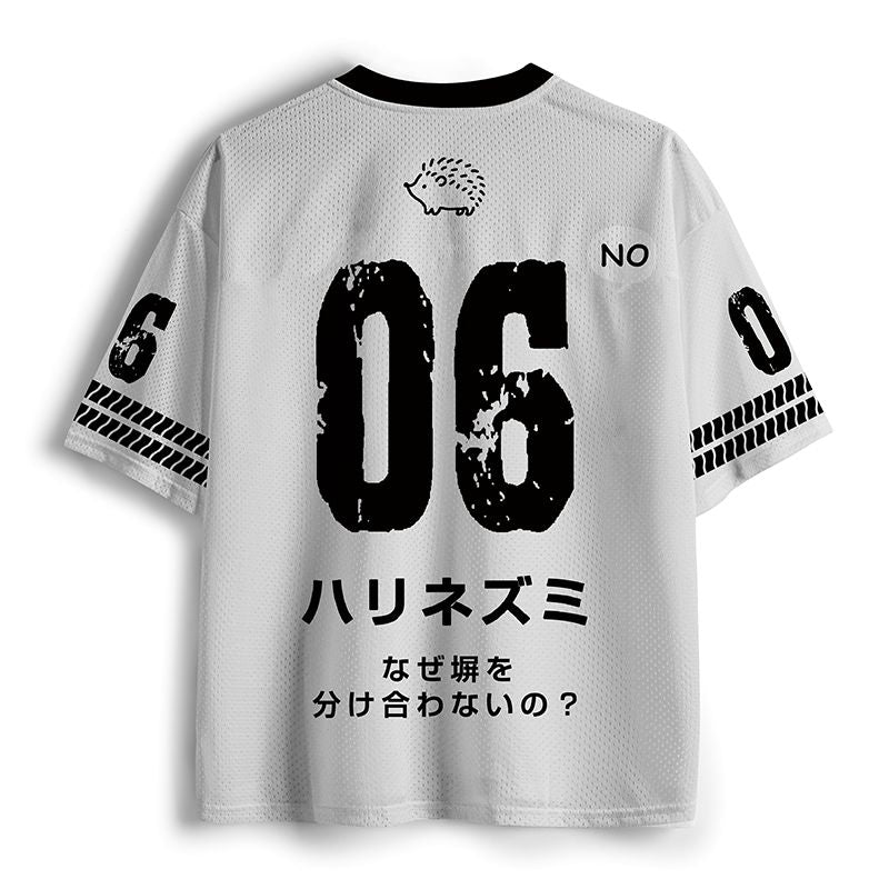Breathable Mesh Jersey with Funny Hedgehog Print