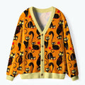 Kyoto-Lion Prowling Cats And Tangled Threads Ugly Cardigan Sweater