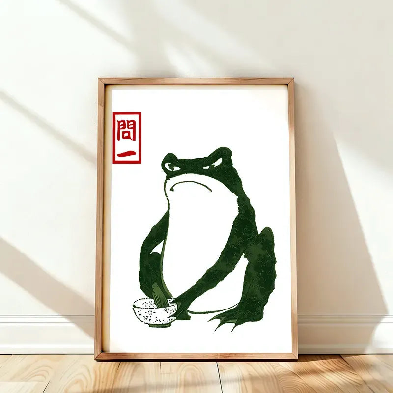 Vintage ukiyo-e frog wall art