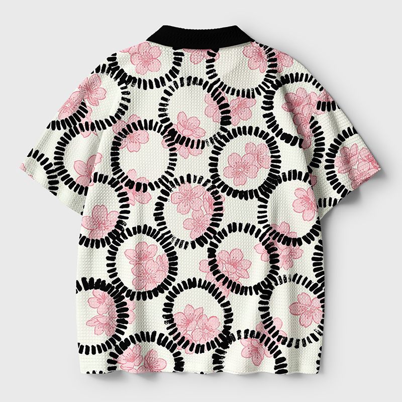 Sakura Print Polo Shirt for Summer