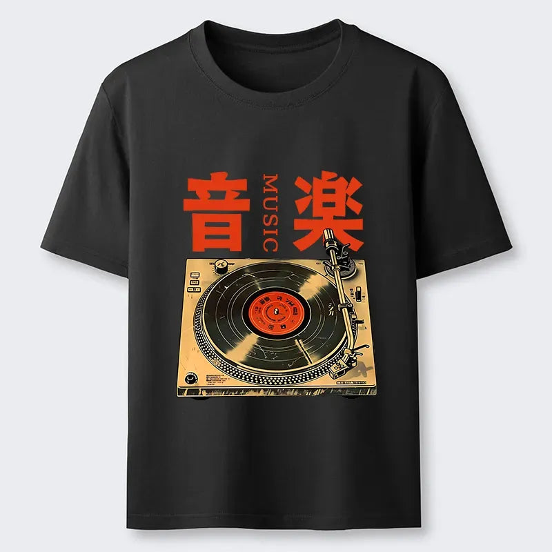 Japanese Retro Record Player T-Shirt Free Shipping