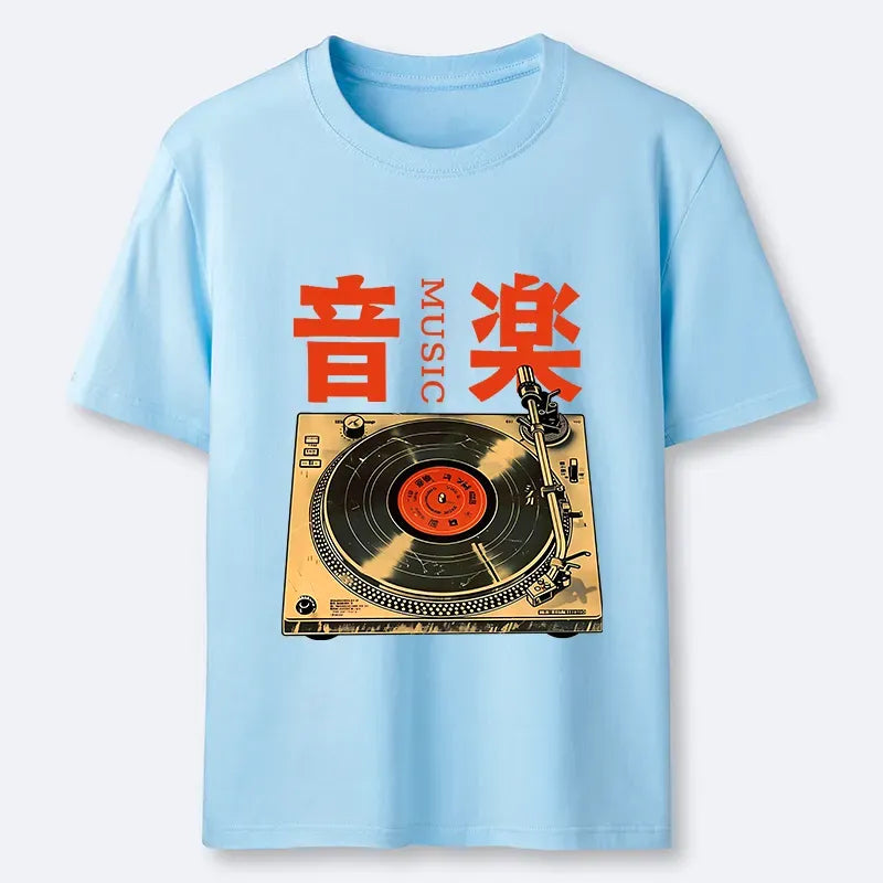Japanese Retro Record Player T-Shirt Free Shipping
