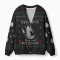 Kyoto-Lion Overstimulated but Festive Ugly Cardigan Sweater