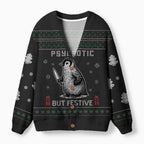 Kyoto-Lion Overstimulated but Festive Ugly Cardigan Sweater