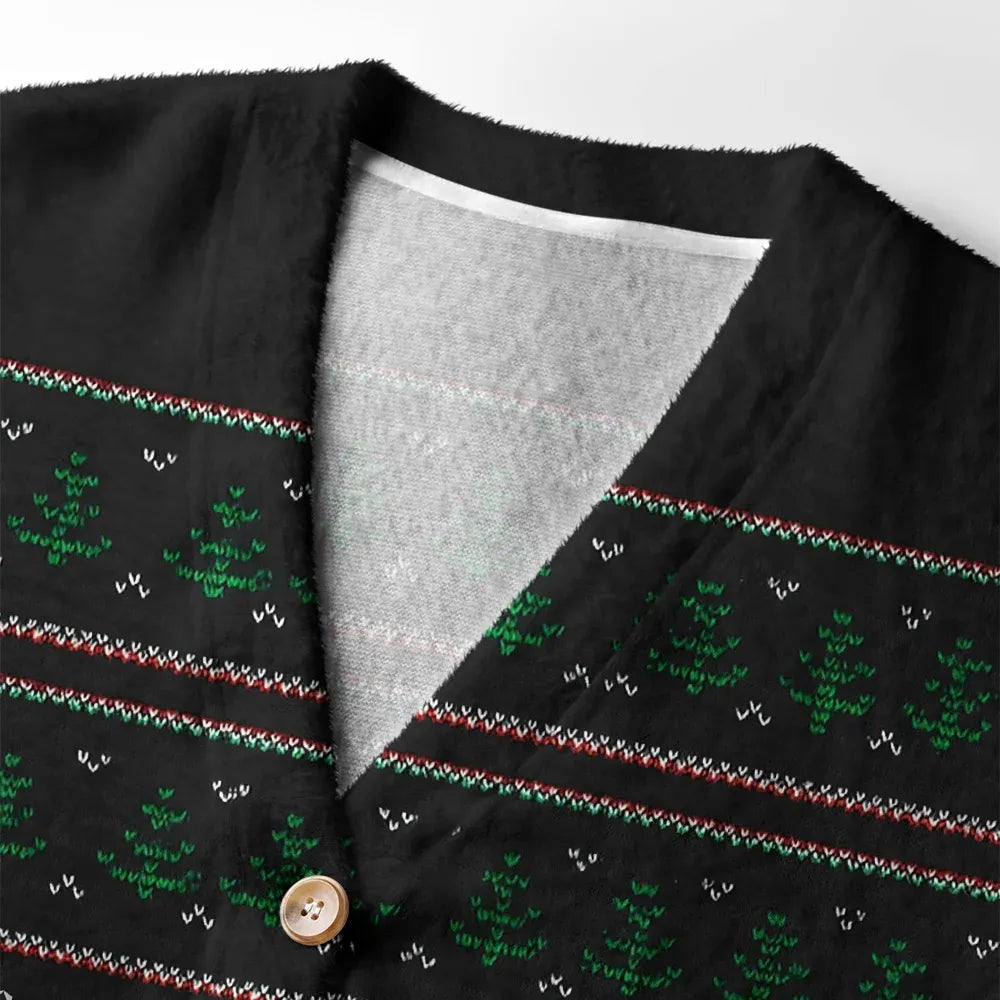 Kyoto-Lion Overstimulated but Festive Ugly Cardigan Sweater