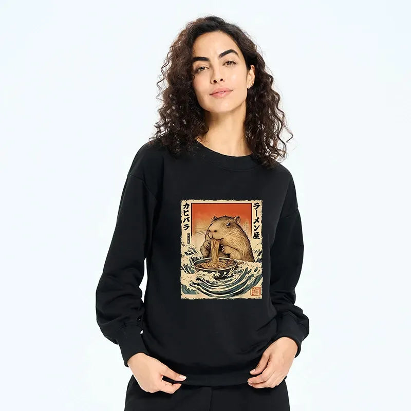 funny hamster eating ramen sweatshirt