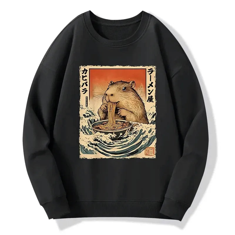funny hamster eating ramen sweatshirt
