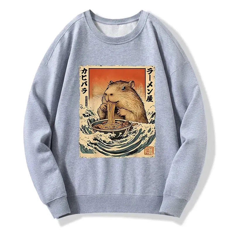 funny hamster eating ramen sweatshirt