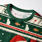 Kyoto-Lion Funny Peeking Cats Fuzzy Christmas Ugly Sweatshirt
