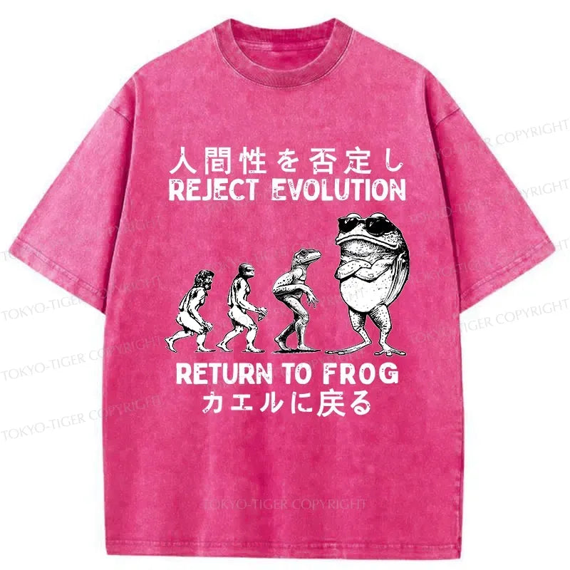 funny frog washed t-shirt for summer