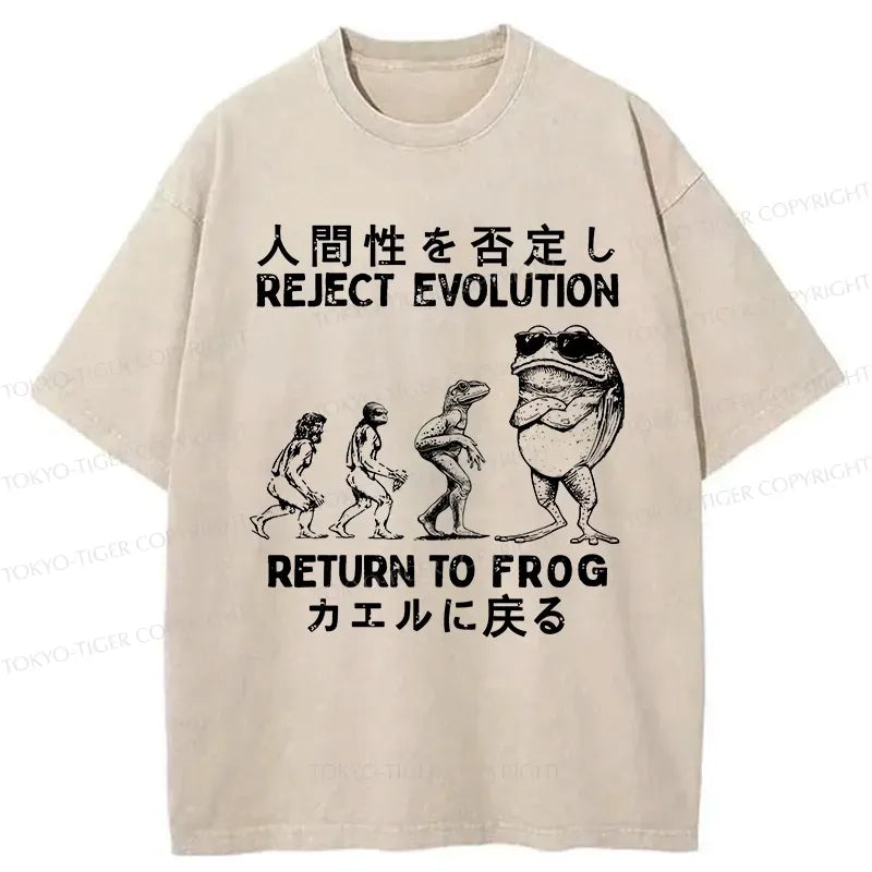 funny frog washed t-shirt for summer