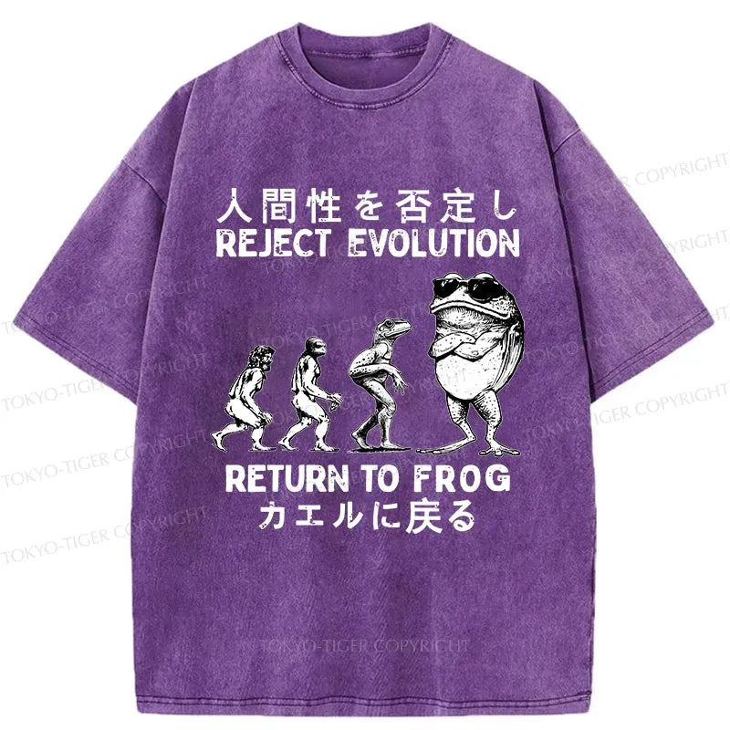 funny frog washed t-shirt for summer