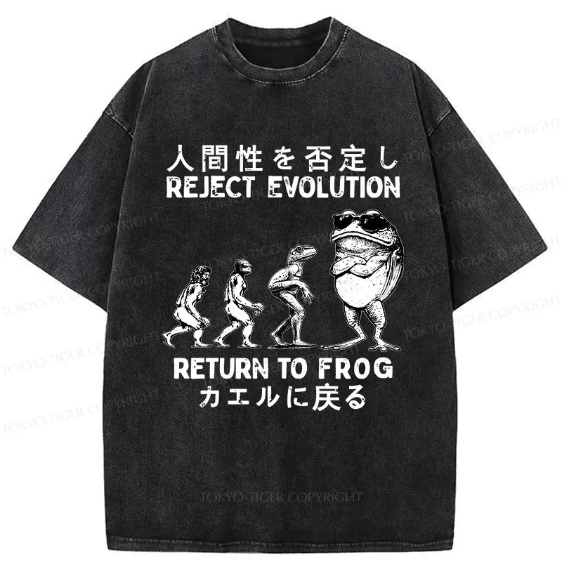 funny frog washed t-shirt for summer