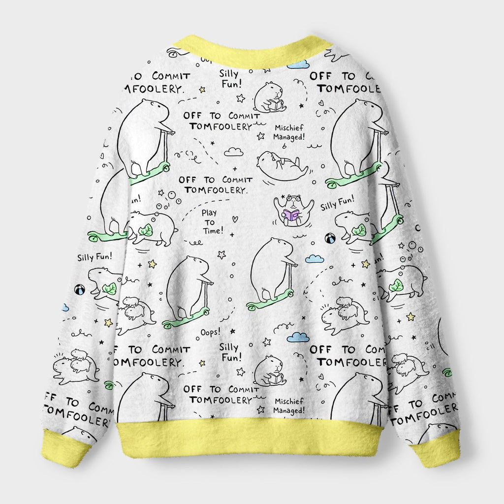 Kyoto-Lion Capybara Is Ready To Do Something Bad Ugly Cardigan Sweater
