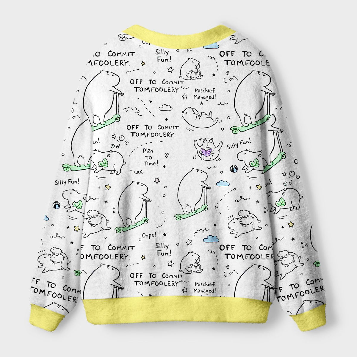 Kyoto-Lion Capybara Is Ready To Do Something Bad Ugly Cardigan Sweater