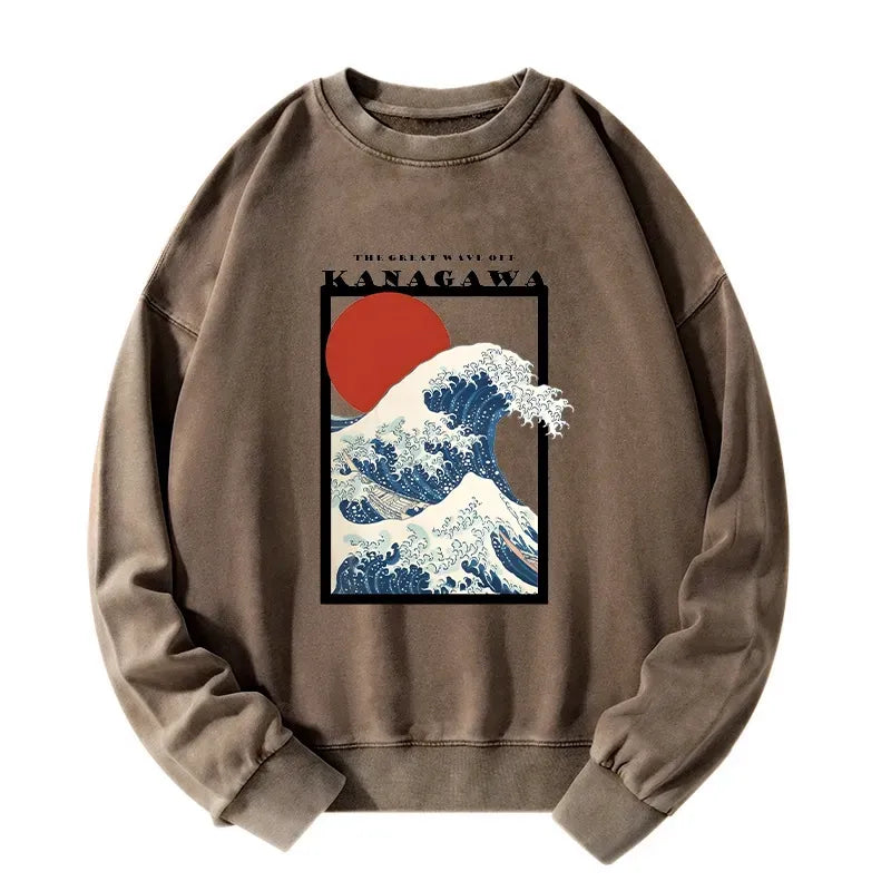 Japanese Wave Washed Sweatshirt Unisex