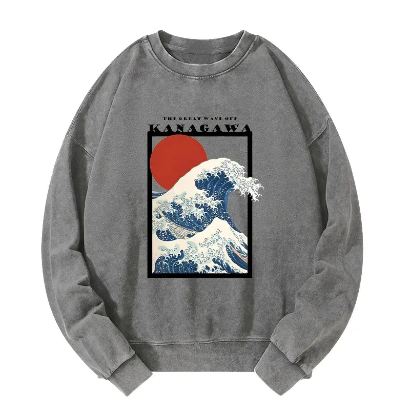 Minimalist Ukiyo-e Sweatshirt for Casual