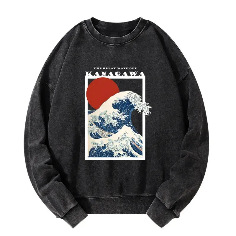 Minimalist Ukiyo-e Sweatshirt for Casual