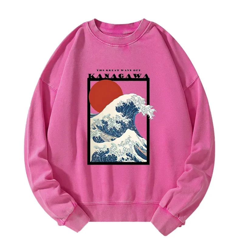 Japanese Wave Washed Sweatshirt Unisex