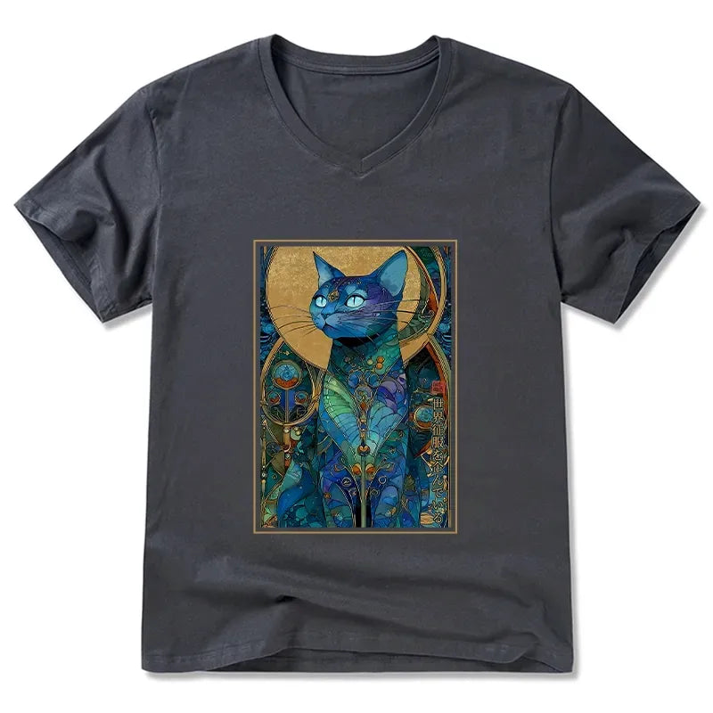 Japanese cat V-Neck T-Shirt for daily wear