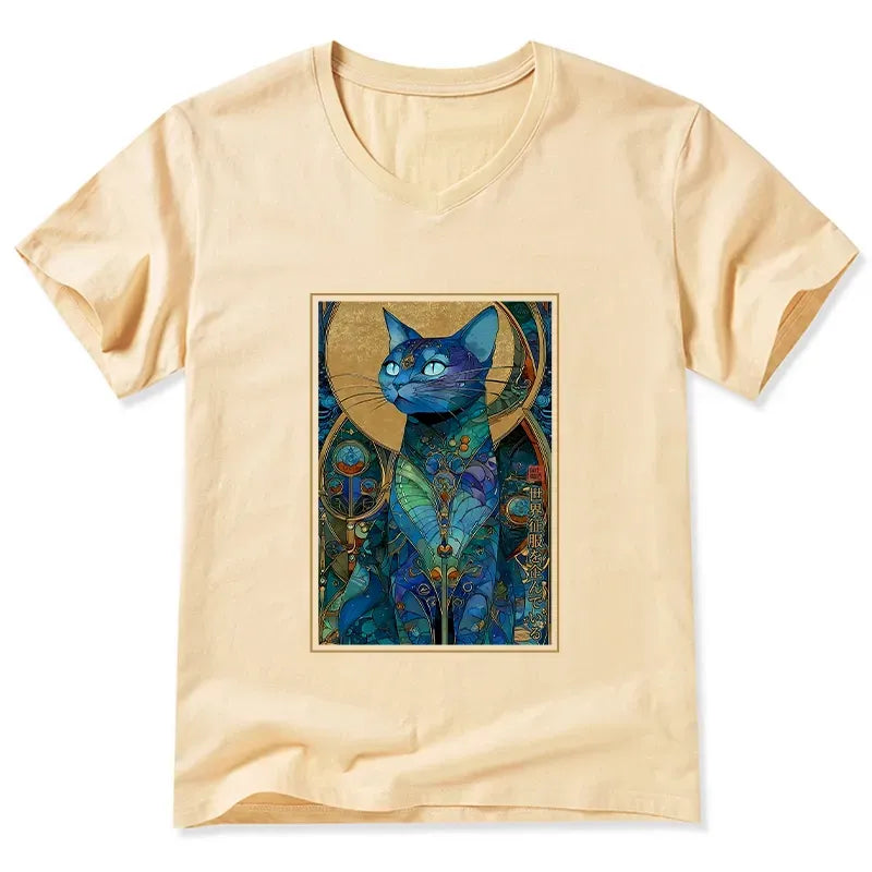 Japanese cat V-Neck T-Shirt for daily wear