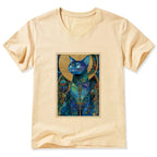 Japanese cat V-Neck T-Shirt for daily wear