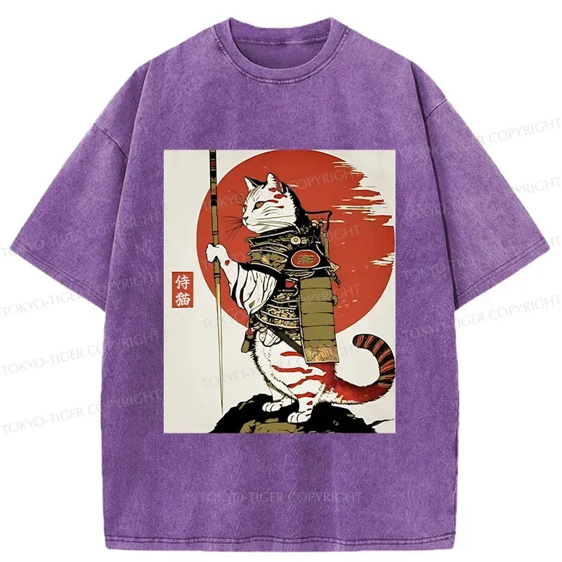 Samurai Cat Holding Sword T-Shirt