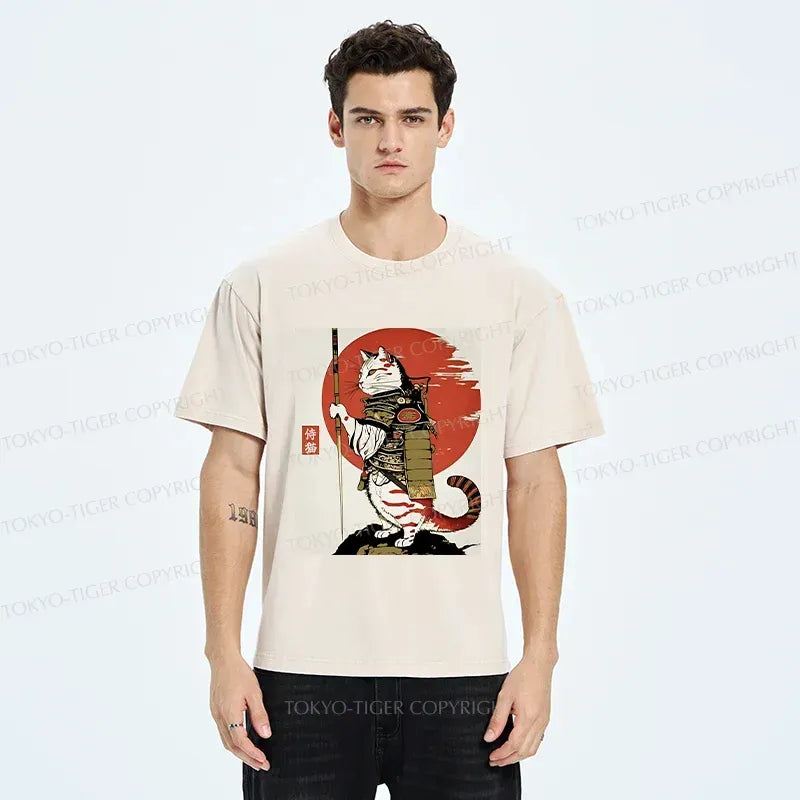 Samurai Cat Holding Sword T-Shirt
