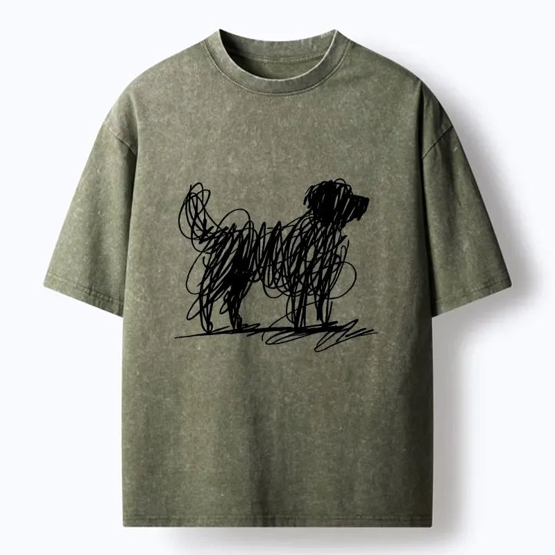Funny Japanese Dog Art Washed T-Shirt for Everyday