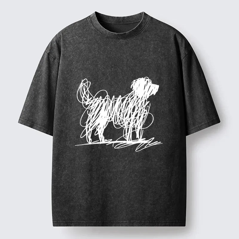 Funny Japanese Dog Art Washed T-Shirt for Everyday