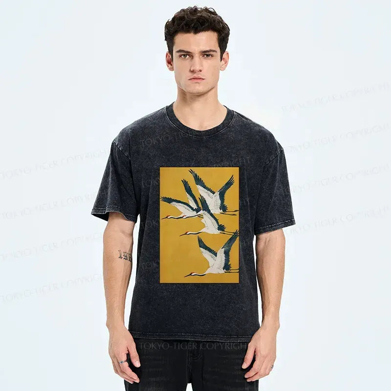 Washed Ukiyo-e T-Shirt for Daily Wear
