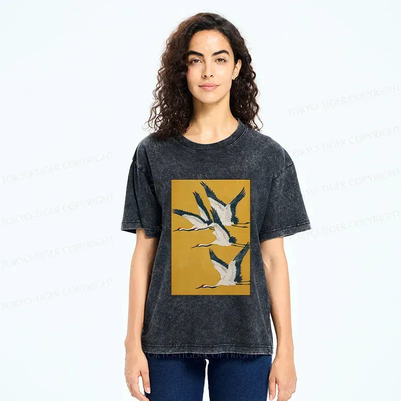 Washed Ukiyo-e T-Shirt for Daily Wear