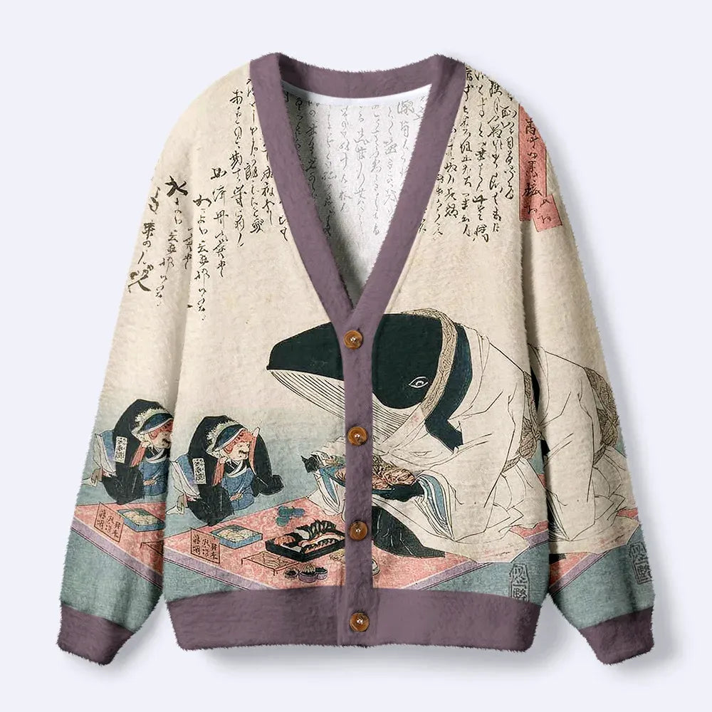 Kyoto-Lion Whale Lords' Tea Time Ugly Cardigan Sweater