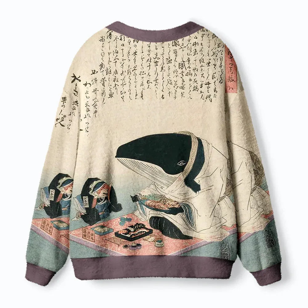Kyoto-Lion Whale Lords' Tea Time Ugly Cardigan Sweater