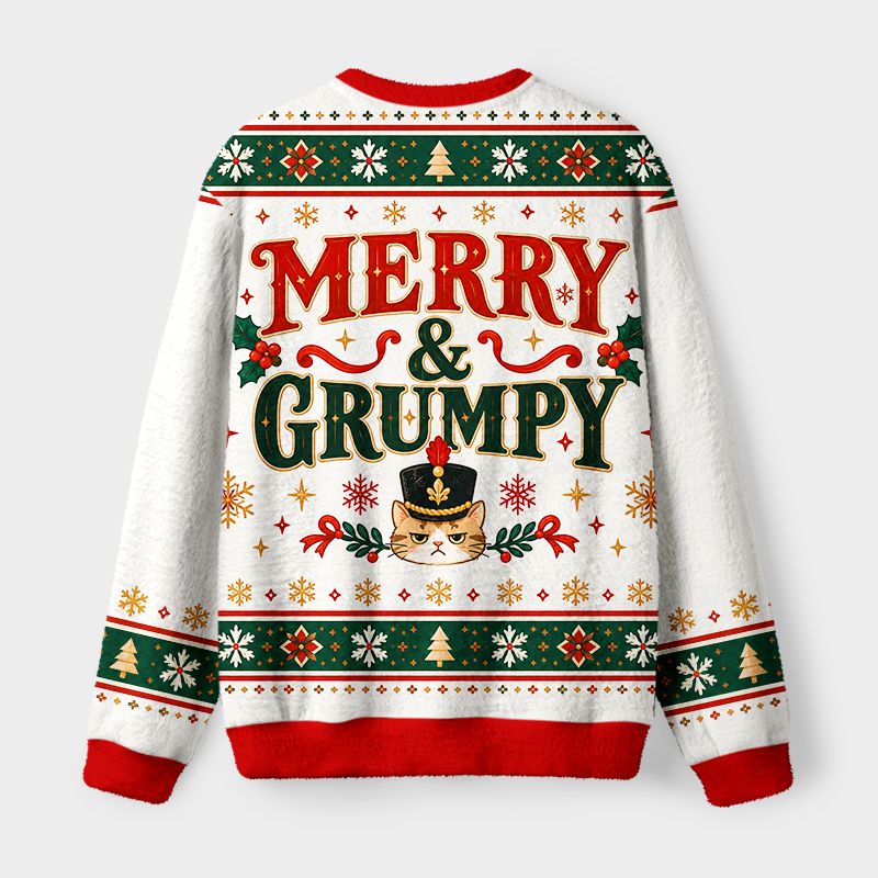 Kyoto-Lion Cat Guard Fuzzy Christmas Ugly Sweatshirt