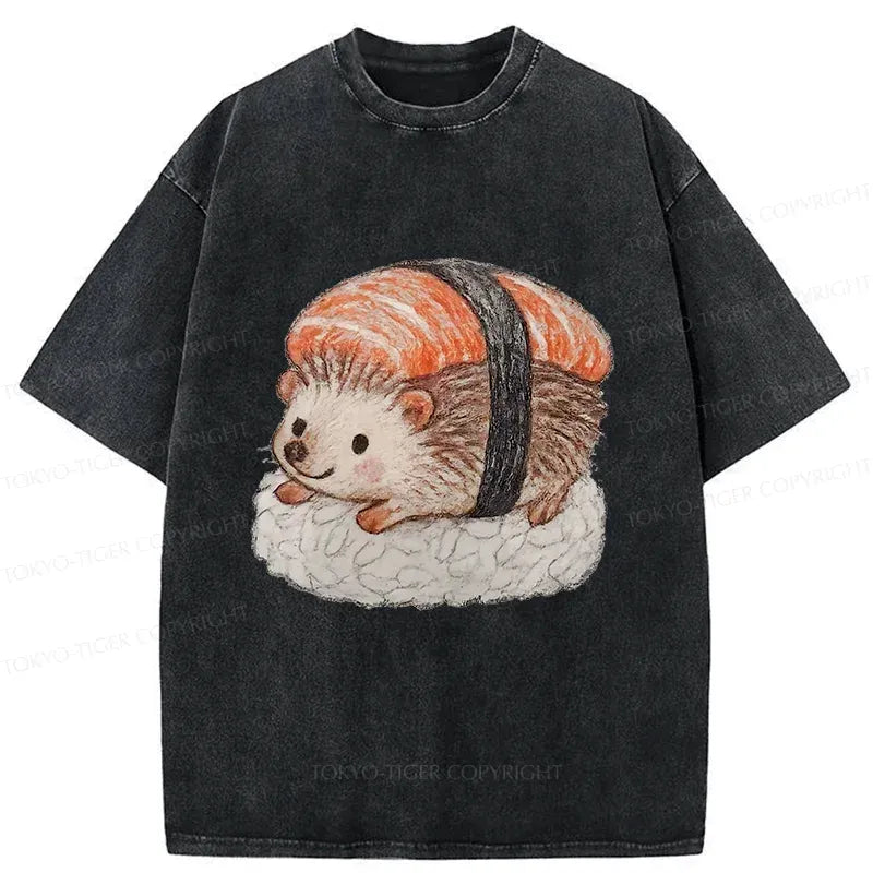 Kyoto-Lion Hedgehog Sushi Washed T-Shirt