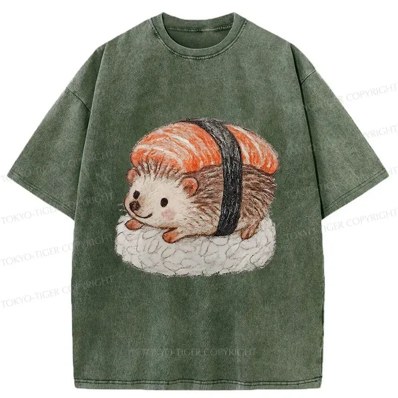 Kyoto-Lion Hedgehog Sushi Washed T-Shirt