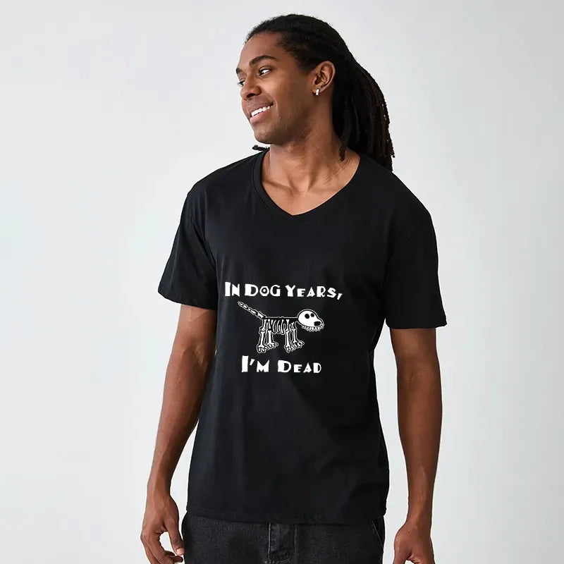 Kyoto-Lion Funny Meme Old Dog Dead In Dog Years V-Neck Classic T-Shirt